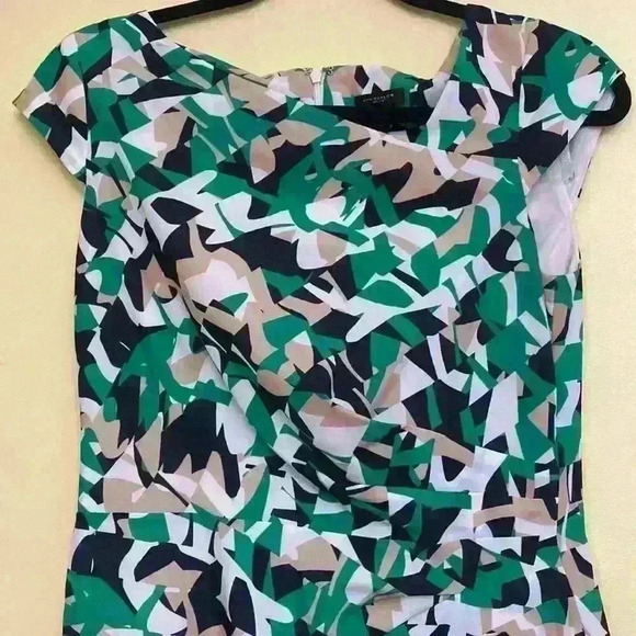 Ann Taylor Geometric Green Dress EUC Size 2 - Picture 8 of 11